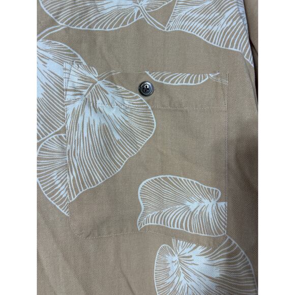 Paradise by Axis Button Up 1X BIG 100% Silk Yellow Palm Print Hawaiian Tropical - Picture 4 of 9